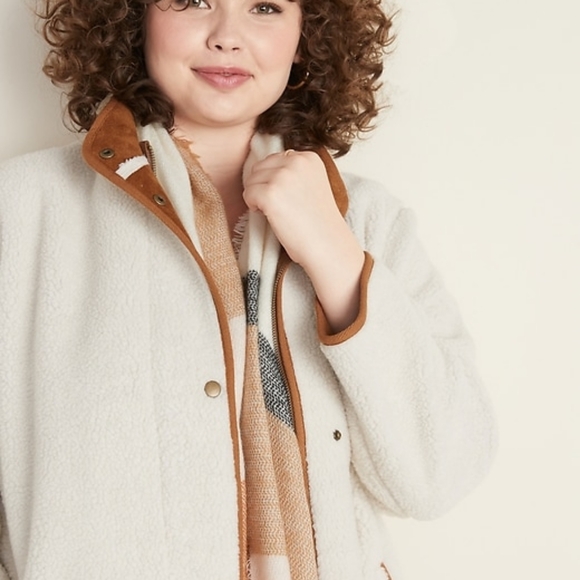 2X Cream Sherpa and Suede Coat - Picture 3 of 7